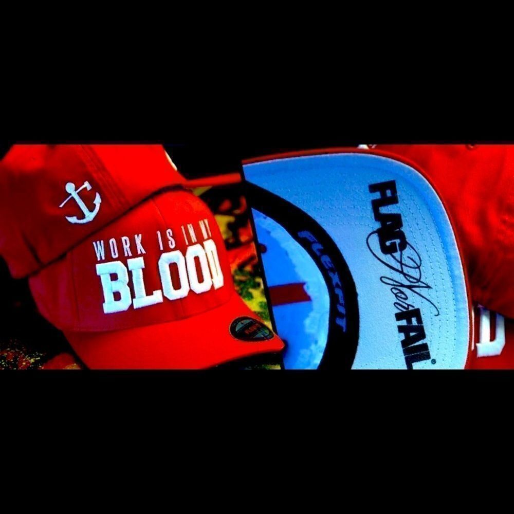 Flag nor fail work is in my blood ball hat red sold out rare retired limited